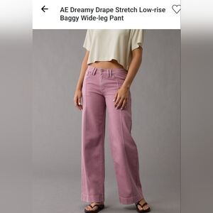 American Eagle Outfitters Pink Wide-Leg Jeans